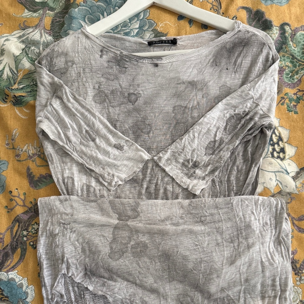 Noctex shirt dress distressed white and grey